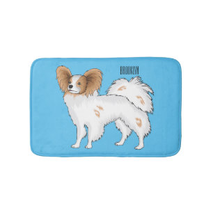 Papillon dog cartoon illustration bath mat