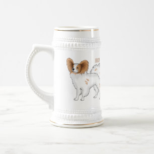 Papillon dog cartoon illustration beer stein