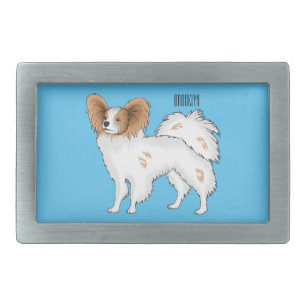 Papillon dog cartoon illustration belt buckle