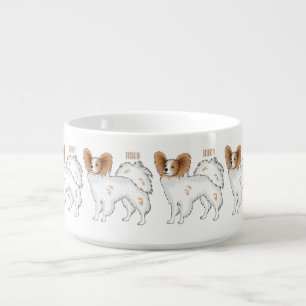 Papillon dog cartoon illustration bowl