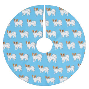 Papillon dog cartoon illustration brushed polyester tree skirt