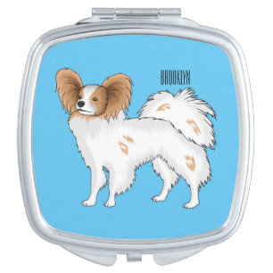 Papillon dog cartoon illustration compact mirror