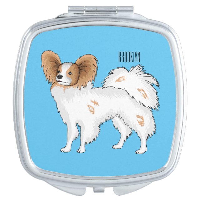 Papillon dog cartoon illustration compact mirror (Front)