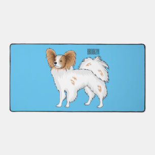 Papillon dog cartoon illustration desk mat