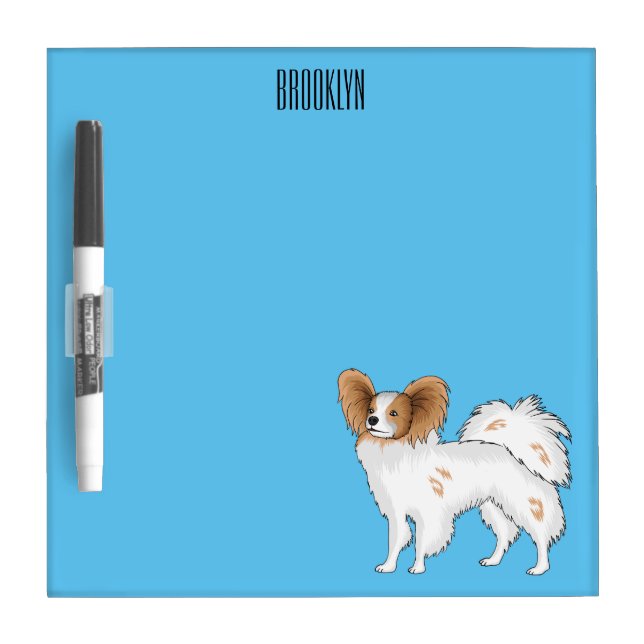 Papillon dog cartoon illustration  dry erase board (Front)