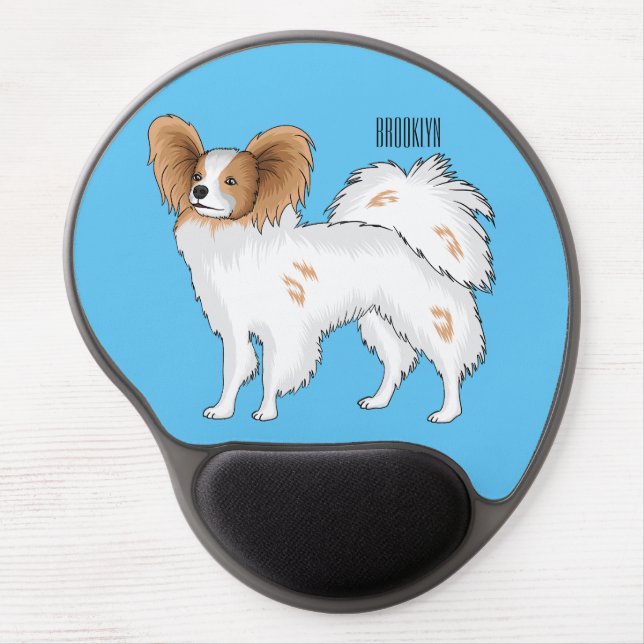 Papillon dog cartoon illustration gel mouse pad (Front)