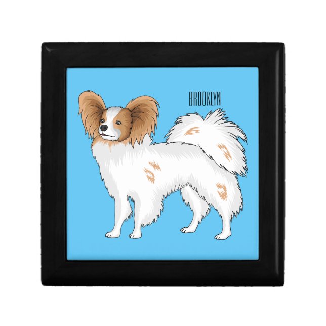 Papillon dog cartoon illustration gift box (Front)