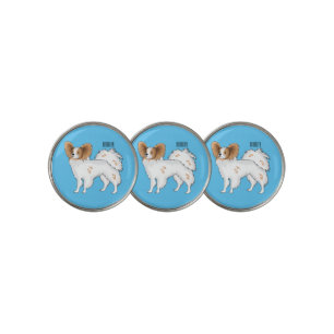 Papillon dog cartoon illustration golf ball marker