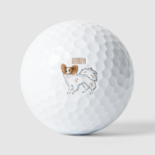 Papillon dog cartoon illustration golf balls