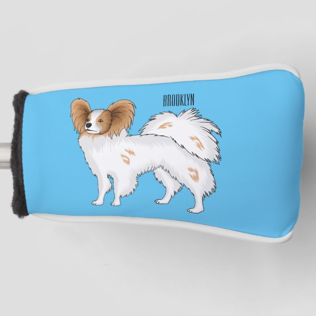 Papillon dog cartoon illustration golf head cover (Front)