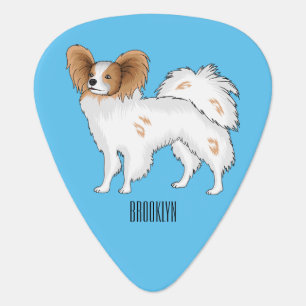 Papillon dog cartoon illustration guitar pick