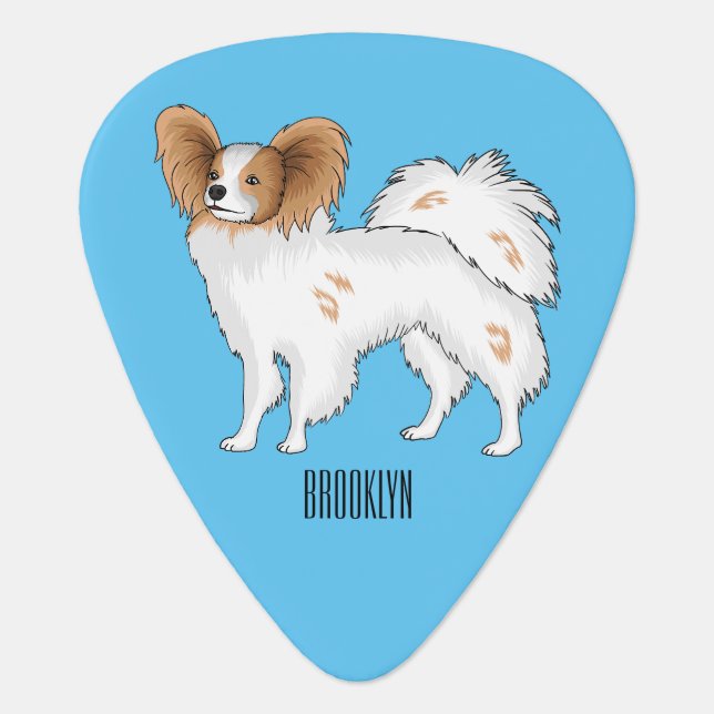 Papillon dog cartoon illustration guitar pick (Front)