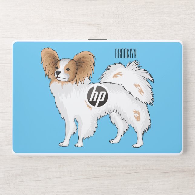 Papillon dog cartoon illustration HP laptop skin (Front)