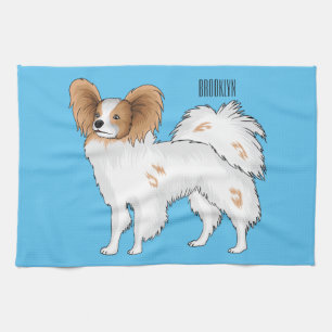 Papillon dog cartoon illustration kitchen towel
