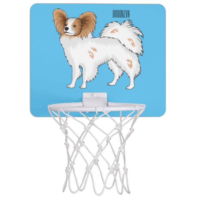Papillon dog cartoon illustration mini basketball hoop (Front)