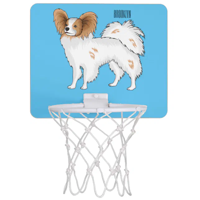 Papillon dog cartoon illustration mini basketball hoop