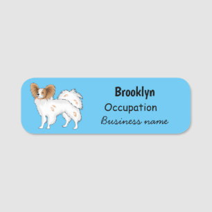 Papillon dog cartoon illustration name tag