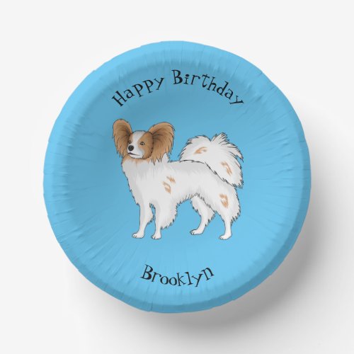 Papillon dog cartoon illustration paper bowls