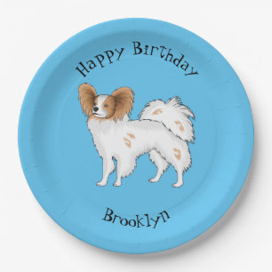 Papillon dog cartoon illustration paper plates
