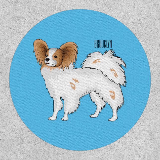 Papillon dog cartoon illustration patch (Front)