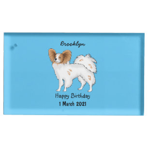 Papillon dog cartoon illustration place card holder