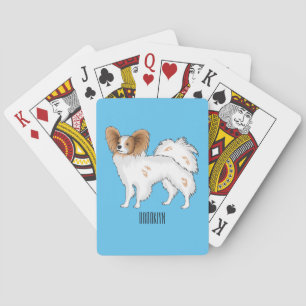 Papillon dog cartoon illustration poker cards