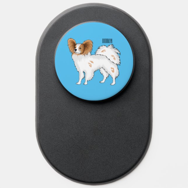 Papillon dog cartoon illustration PopSocket (Popsocket)