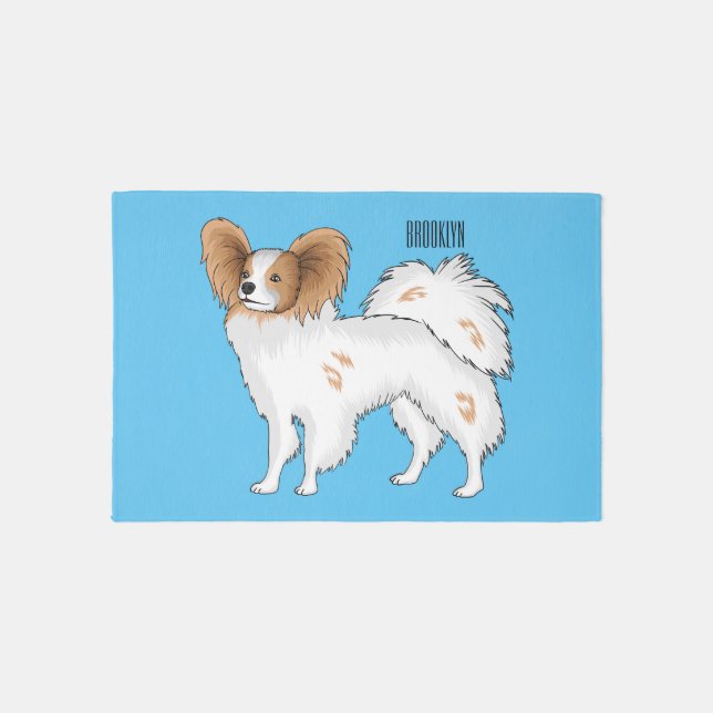 Papillon dog cartoon illustration  rug (Front)