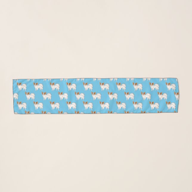 Papillon dog cartoon illustration scarf (Front (Horizontal))
