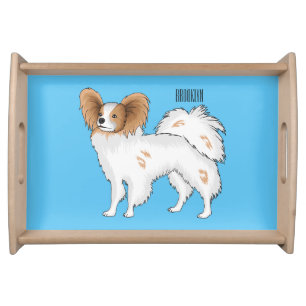 Papillon dog cartoon illustration serving tray