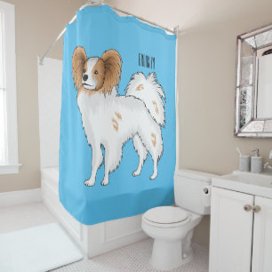 Papillon dog cartoon illustration shower curtain