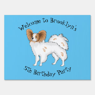 Papillon dog cartoon illustration sign