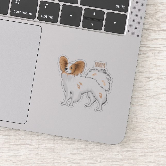 Papillon dog cartoon illustration sticker (Detail)