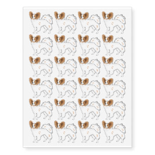 Papillon dog cartoon illustration temporary tattoos