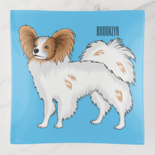 Papillon dog cartoon illustration  trinket tray