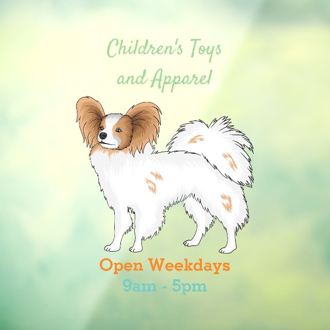 Papillon dog cartoon illustration window cling (Sheet 3)
