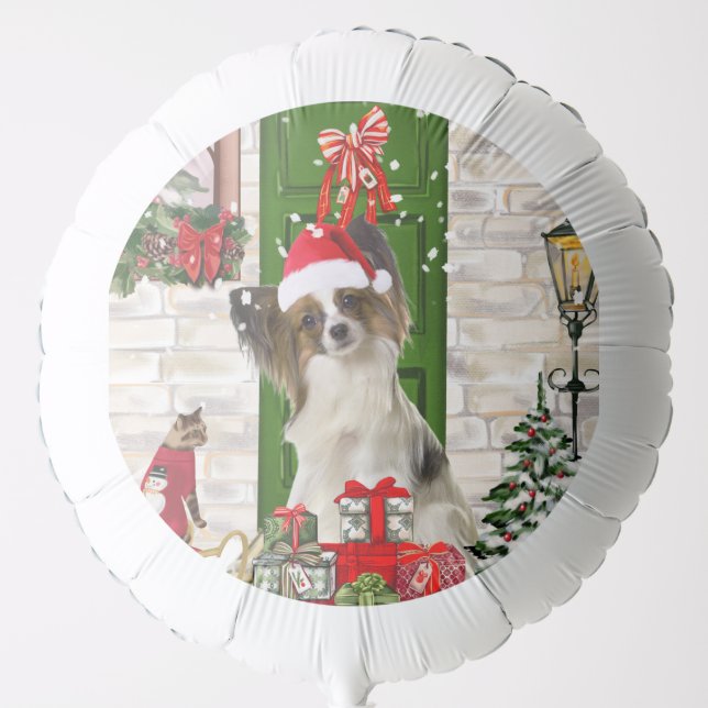 Papillon Dog Christmas  Balloon (Front)