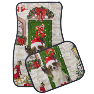 Papillon Dog Christmas Car Floor Mat