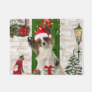 Papillon Dog Christmas Doormat