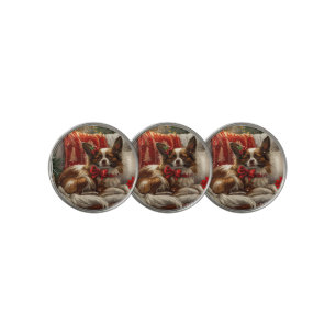 Papillon Dog Christmas Festive Golf Ball Marker