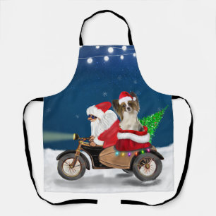 Papillon Dog Christmas Santa Claus Apron
