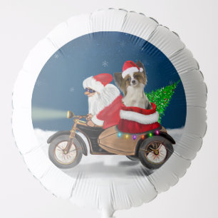 Papillon Dog Christmas Santa Claus Balloon