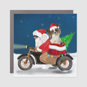 Papillon Dog Christmas Santa Claus Car Magnet