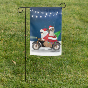 Papillon Dog Christmas Santa Claus Garden Flag