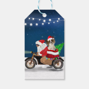 Papillon Dog Christmas Santa Claus Gift Tags