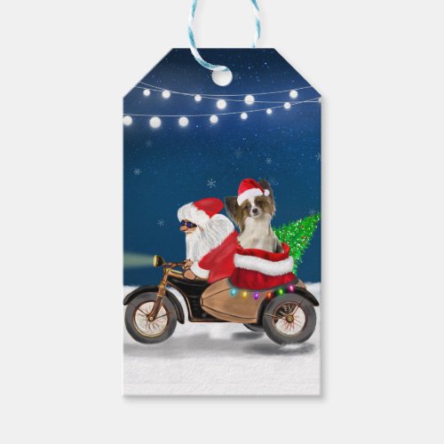 Papillon Dog Christmas Santa Claus  Gift Tags