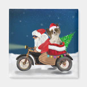 Papillon Dog Christmas Santa Claus Magnet