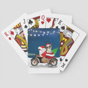 Papillon Dog Christmas Santa Claus Poker Cards