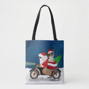 Papillon Dog Christmas Santa Claus Tote Bag