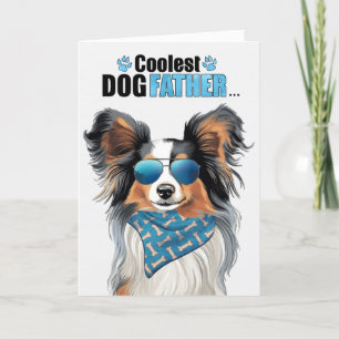 Papillon Dog Coolest Dad Father's Day Holiday Card